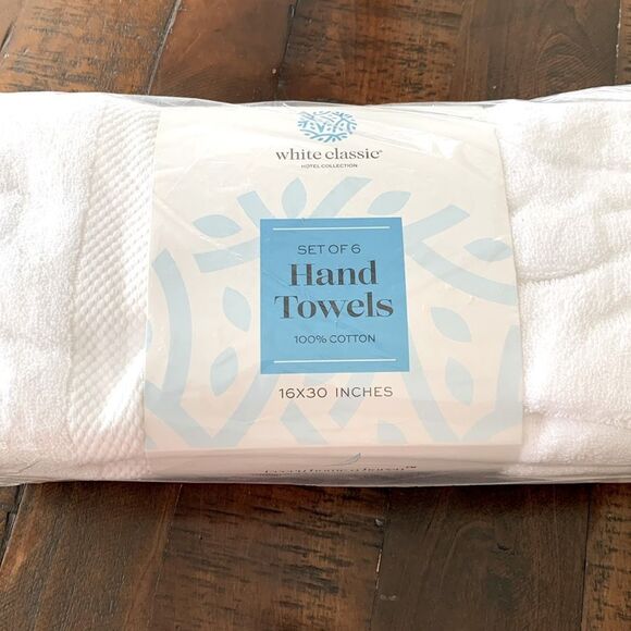 Set of 6 Luxury White Hand Towels Egyptian Cotton 16x30”Hotel Spa Bathroom Towel - Picture 1 of 6